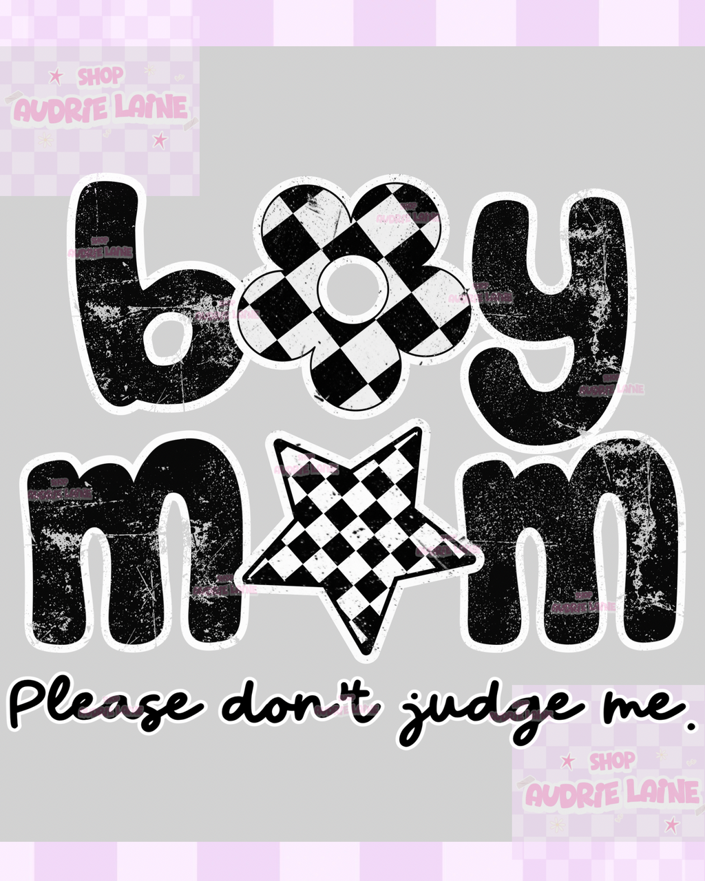 Checkered Boy Mom PNG Design